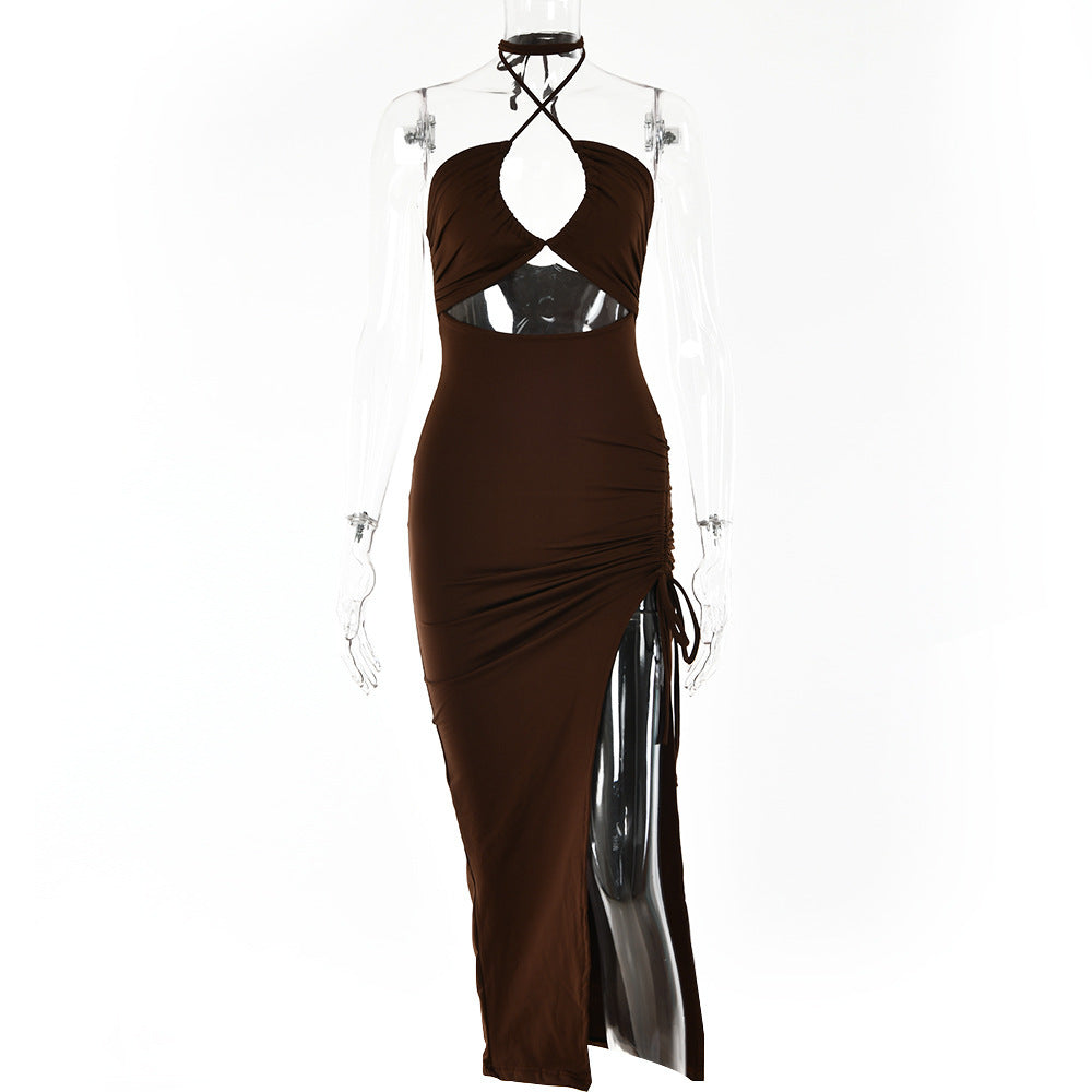 Cassidy Dress- Sexy Halterneck Lace-up Split Dress