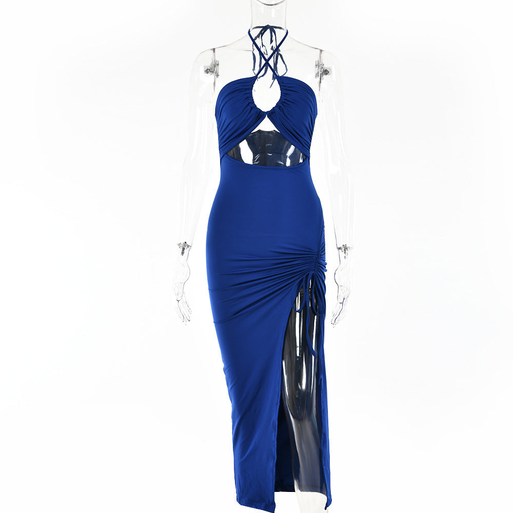 Cassidy Dress- Sexy Halterneck Lace-up Split Dress